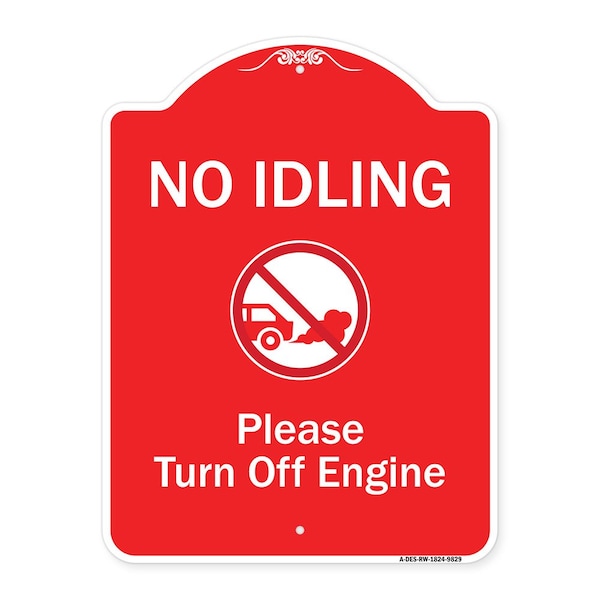 Signmission No Idling Please Turn Off Engine W/ Graphic Heavy-Gauge Aluminum Sign, 24" x 18", RW-1824-9829 A-DES-RW-1824-9829 - main